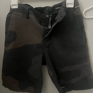 Volcom Boys Camo Cargo Shorts in Black and Olive Drab